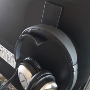 Headphone Hook on Black Monitor